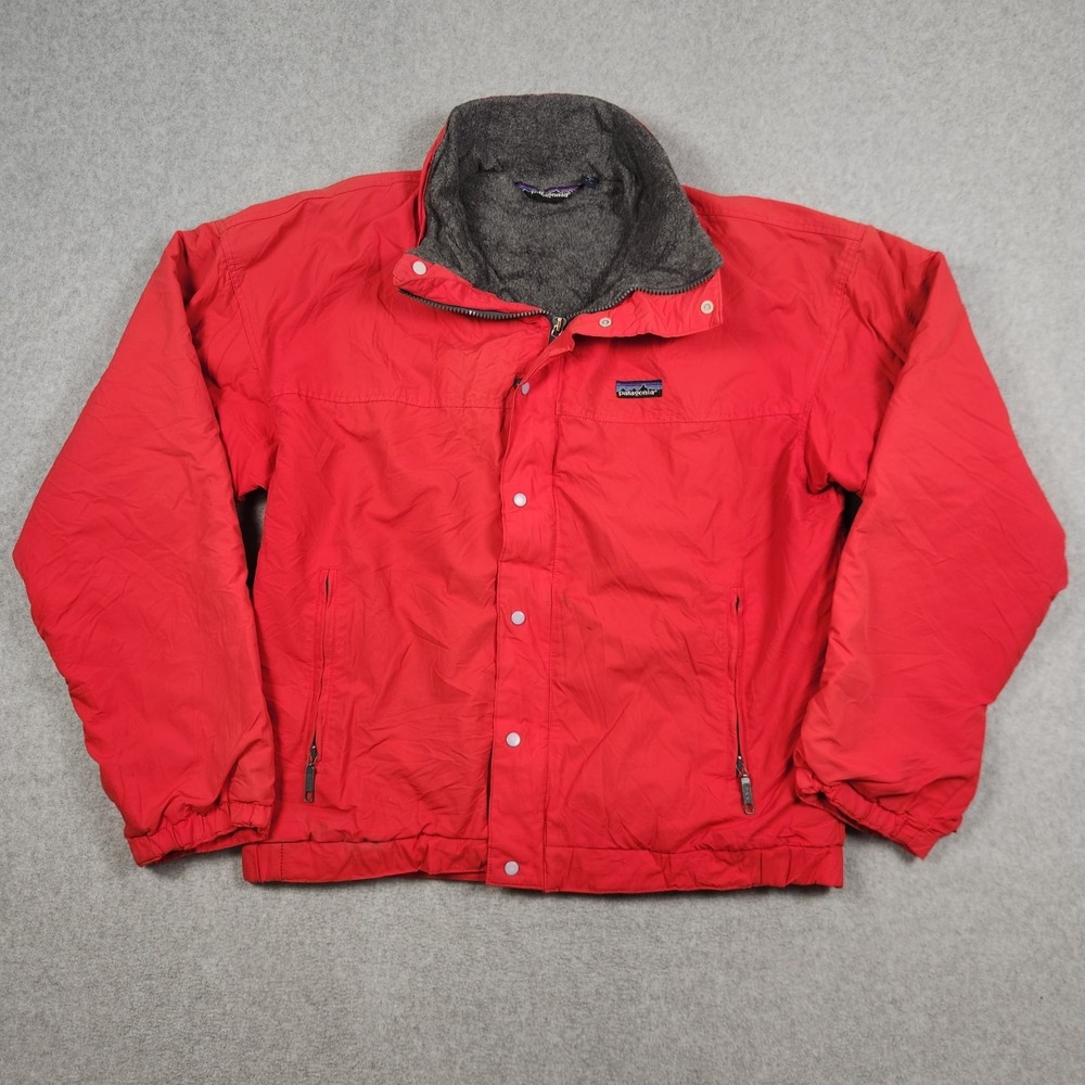 Vintage Patagonia Shelled Synchilla Medium Red Bomber Jacket Fleece 90s USA Made